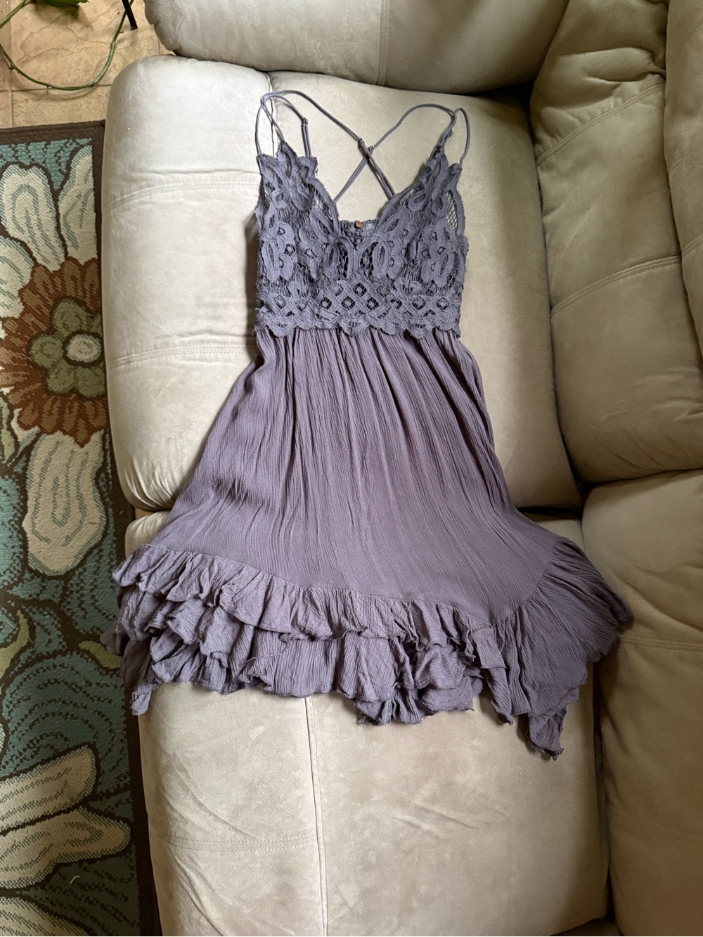 Free People Adella Mini Slip Dress in Dusty Purple